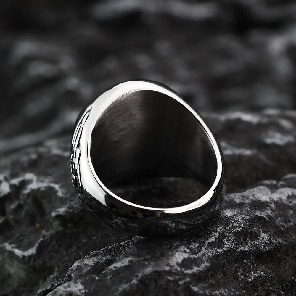European and American Retro Stainless Steel Men's Ring Personalized Viking Tree of Life