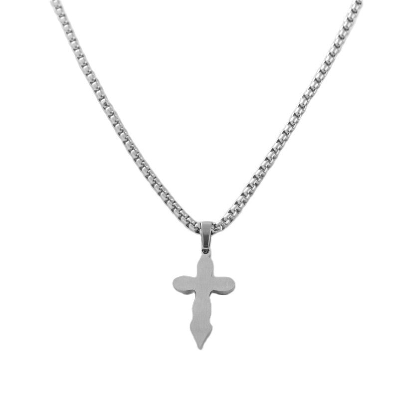 Stylish Titanium Steel Cross Pendant Necklace for Men - Personalized Retro Design