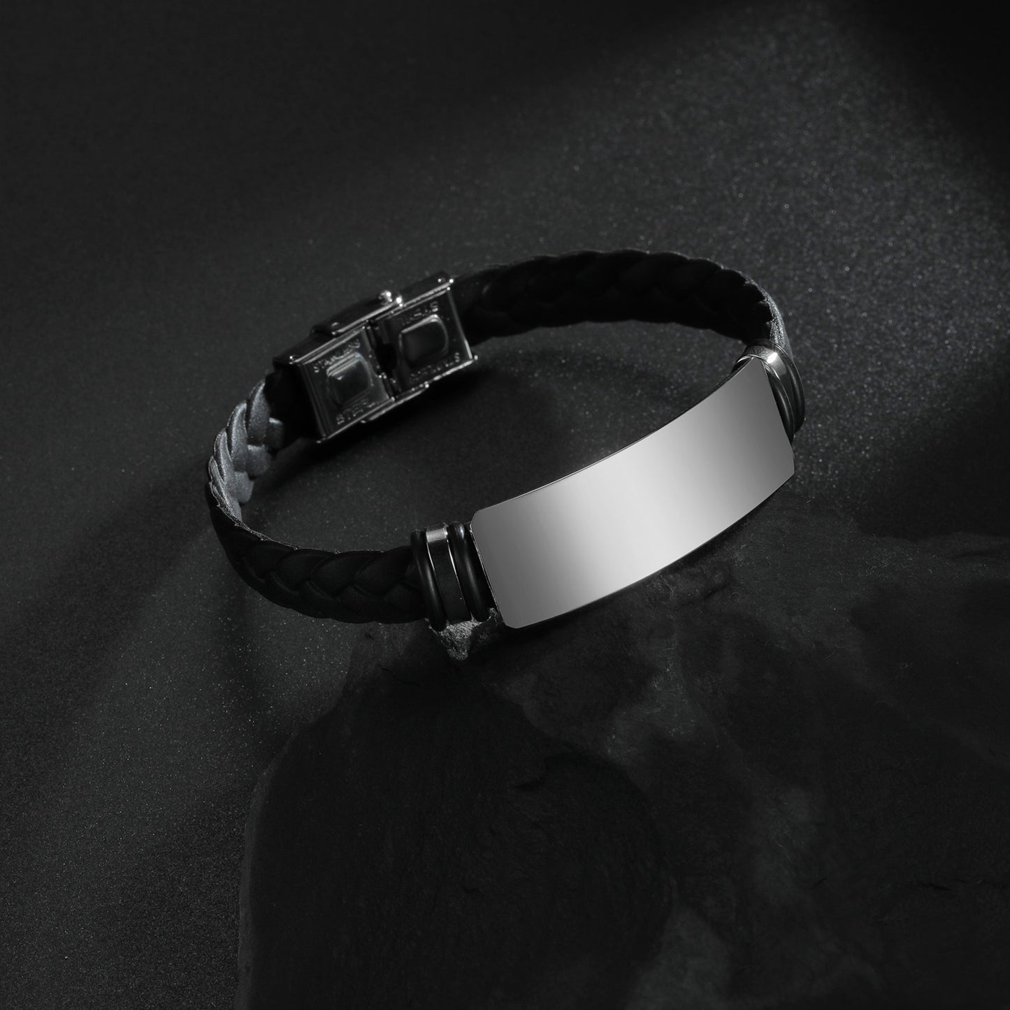 Planderful Everyday Genie Twist Woven Silicone Bracelet Stainless Steel Unisex Couple Protection Statement