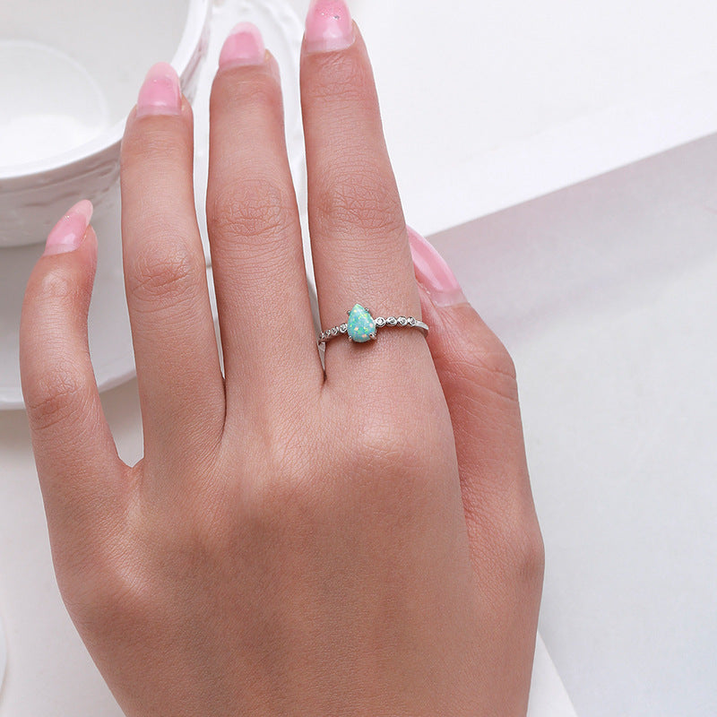 Everyday Genie Opal Ring - Sterling Silver, Korean Design, Size 5-10