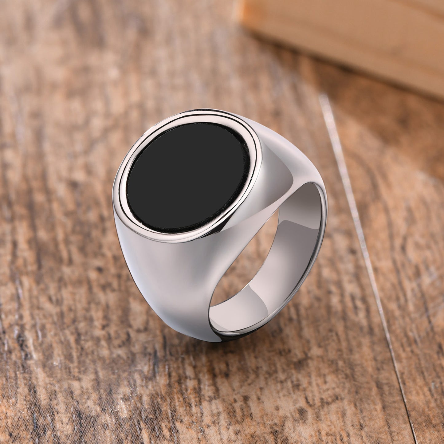 Flat Stainless Steel Epoxy 13mm Ring for Men's Hip Hop Jewelry