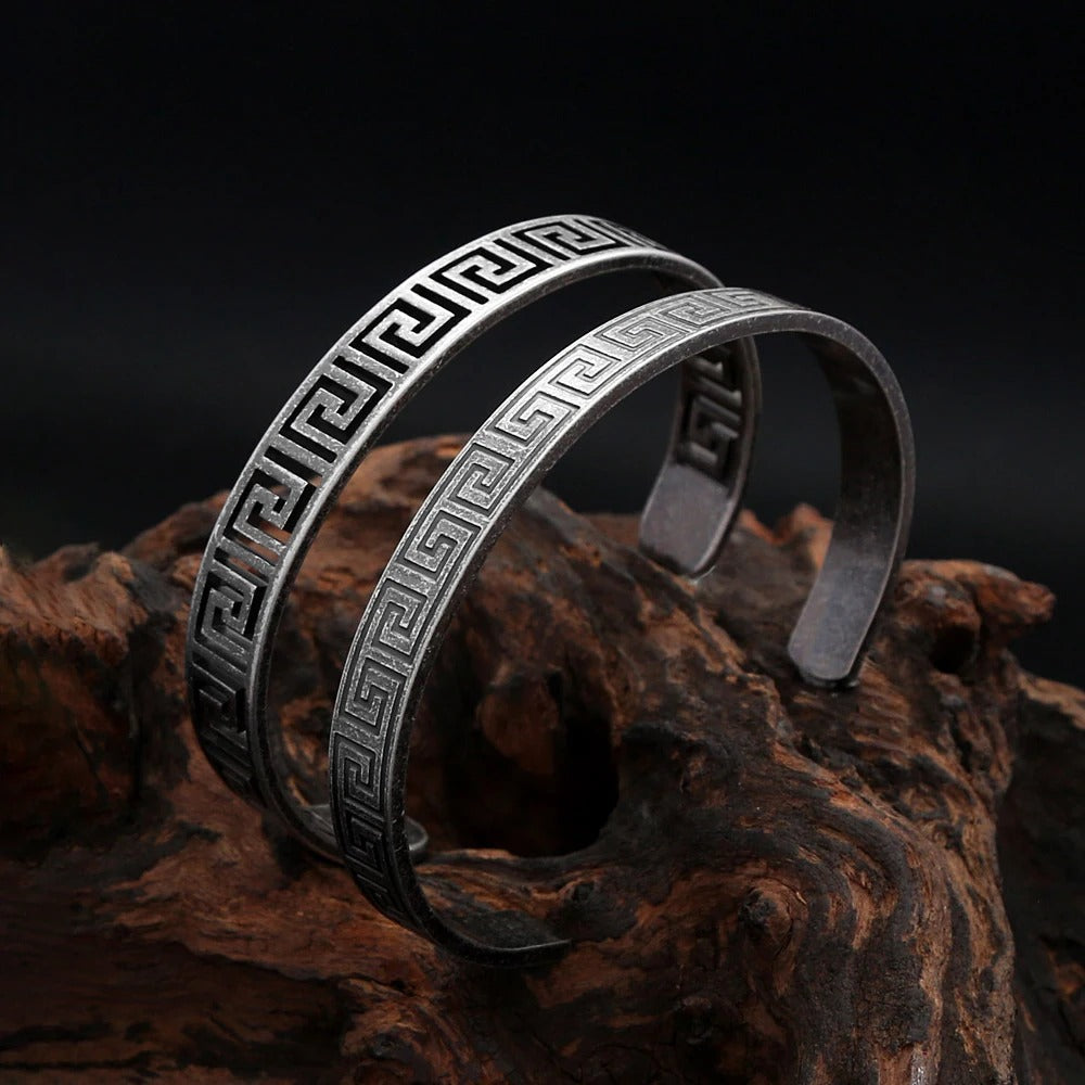 Engraving Texture Stainless Steel Men's Bracelet