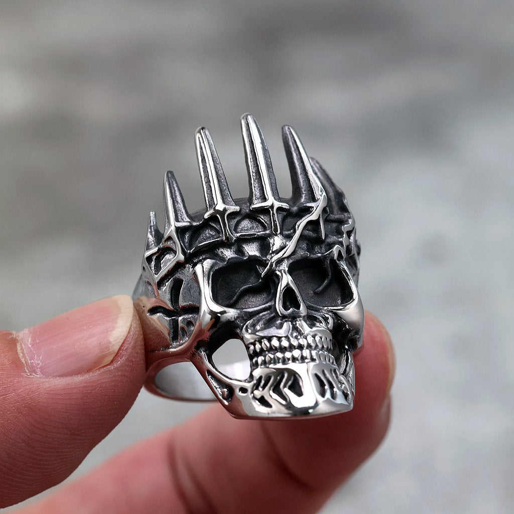 Gothic Skull Crown Stainless Steel Men's Ring