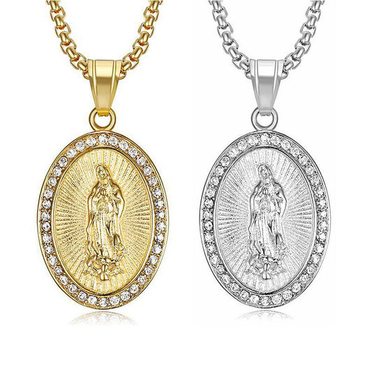 Planderful Titanium Steel Necklace With Gold Plated Zircon Pendant For Urban Hip Hop Fans