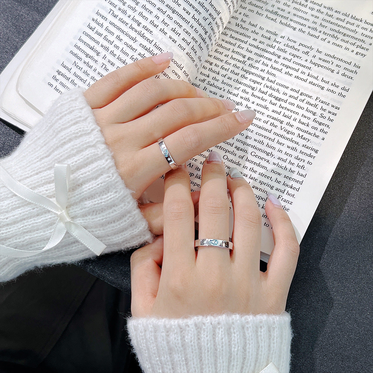 Planderful Luminous Sterling Silver Couple Ring For Pet Lovers, Glows At Night, Adjustable S925 Design