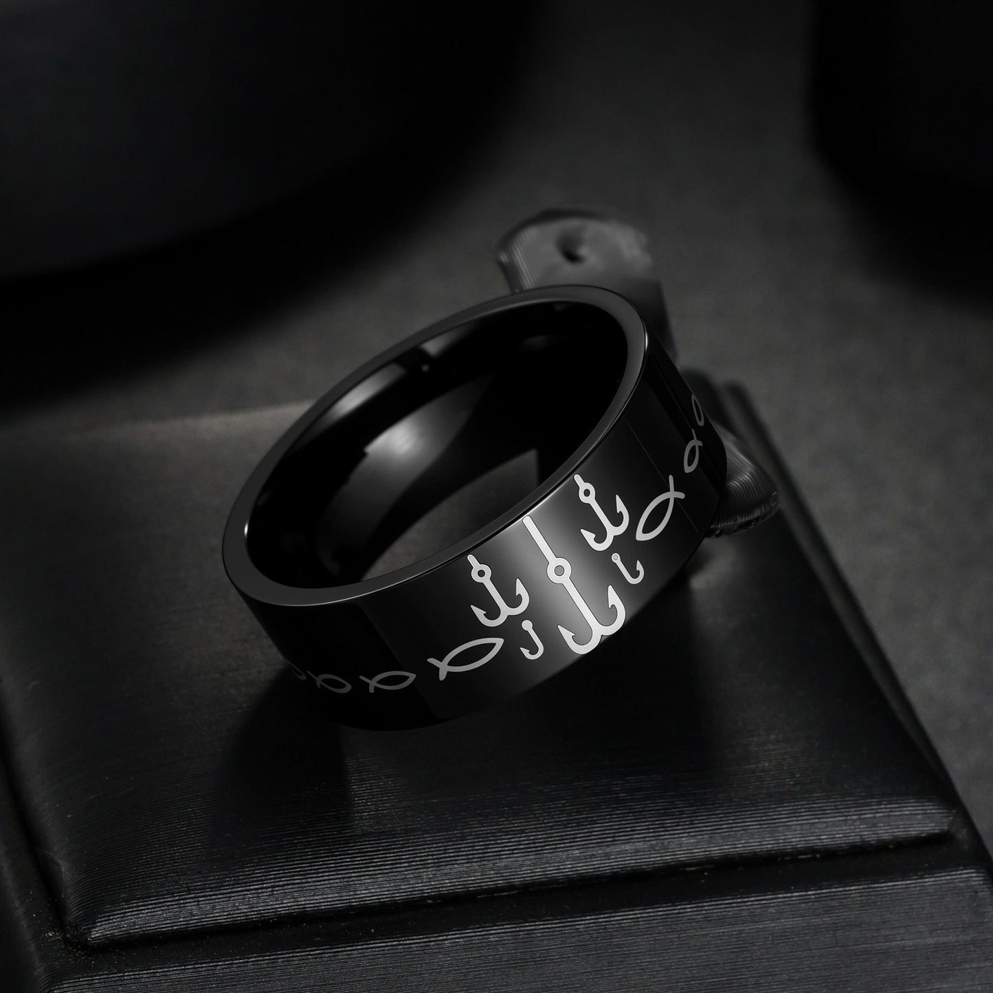 Planderful Stainless Steel Fish Hook Ring For Him Personalized Unisex Jewelry Durable