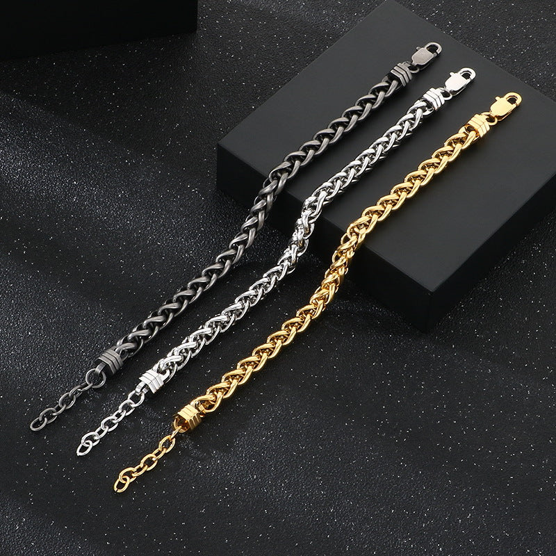 Rock Day Buckle – Hip Hop 8mm Keel Flower Basket Chain With Extension Chain Stainless Bracelet