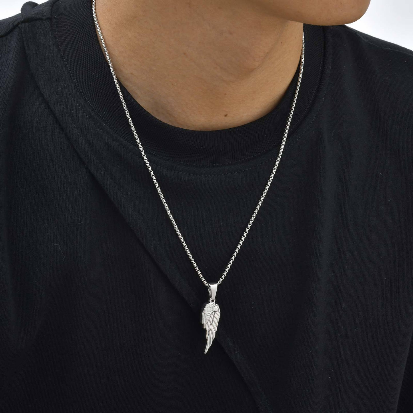 Planderful Mens Personalized Rose Wing Pendant Necklace