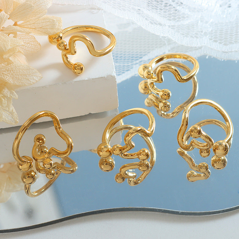 Chic Love Open Ring: Stylish Korean Hand Jewelry