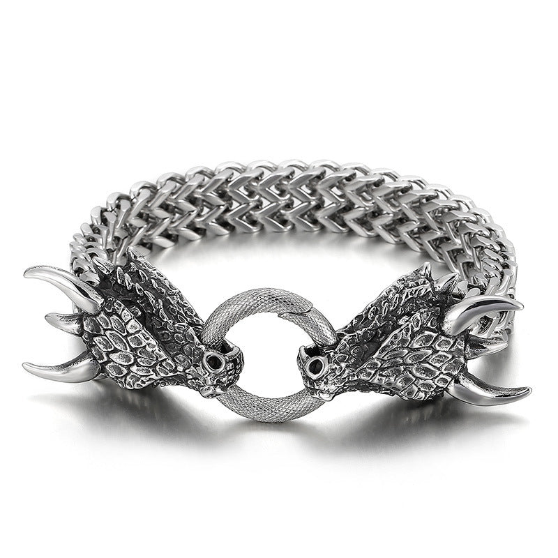 Retro Animal Head Woven Stainless Steel Men's Bracelet from Planderful Collection