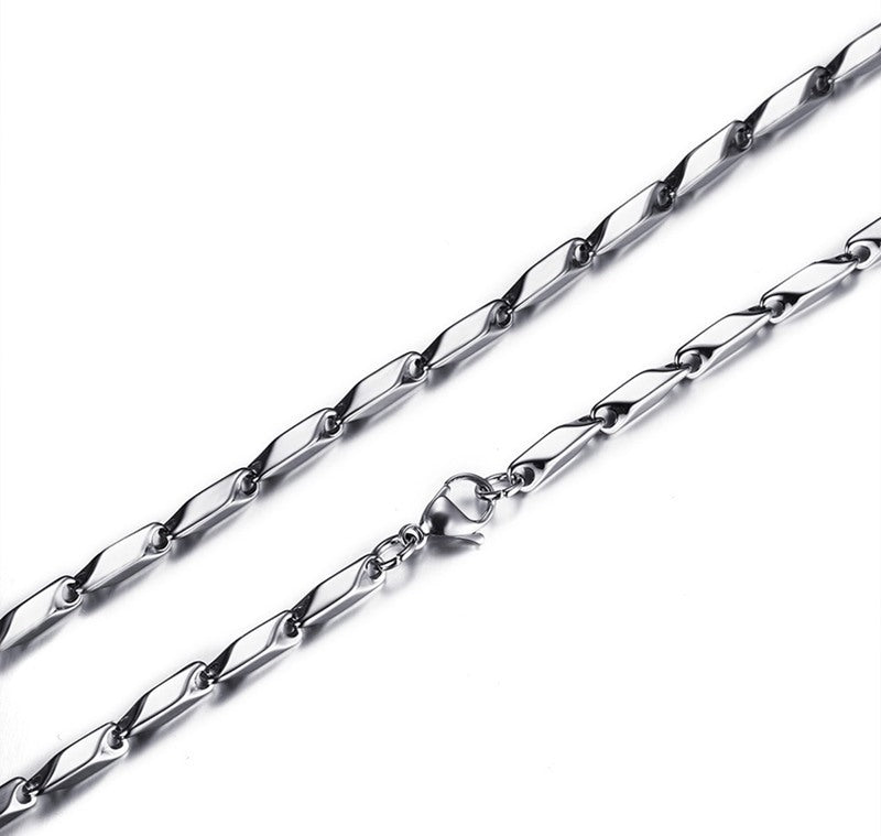 Titanium Steel Necklace Rhombus Chain Men's Jewelry