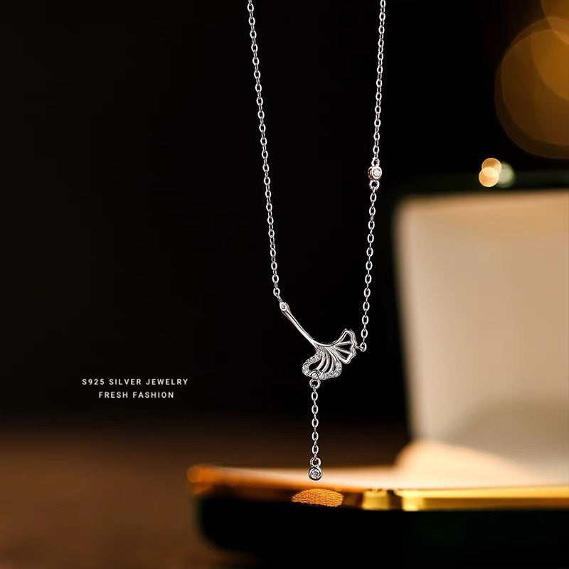 S925 Sterling Silver Ginkgo Leaf Necklace
