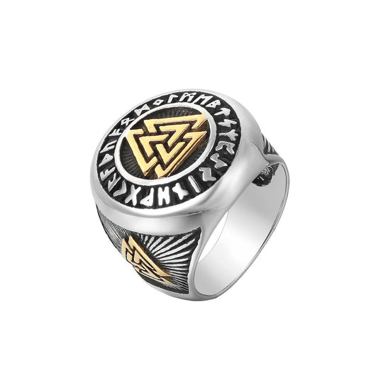 Viking Rune Ring Titanium Steel Unisex Protection Statement Retro Nordic Style Planderful