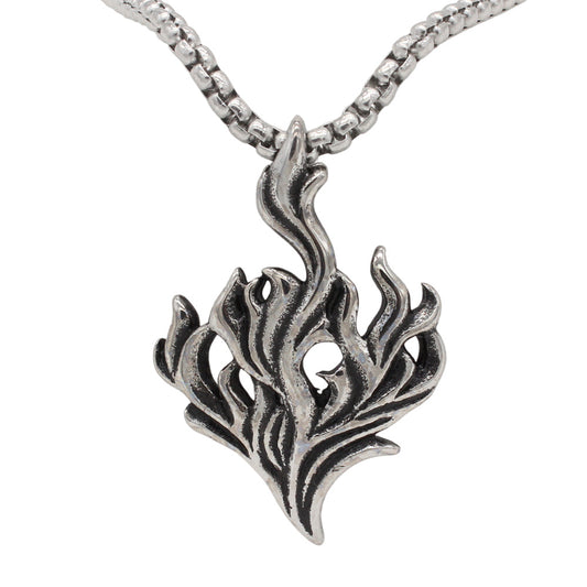 Planderful Jewelry Mens Titanium Pendant Vintage Flame