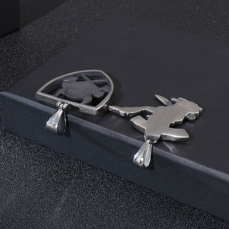 Pirate Charm Titanium Pendant - Unique Men's Jewelry Piece