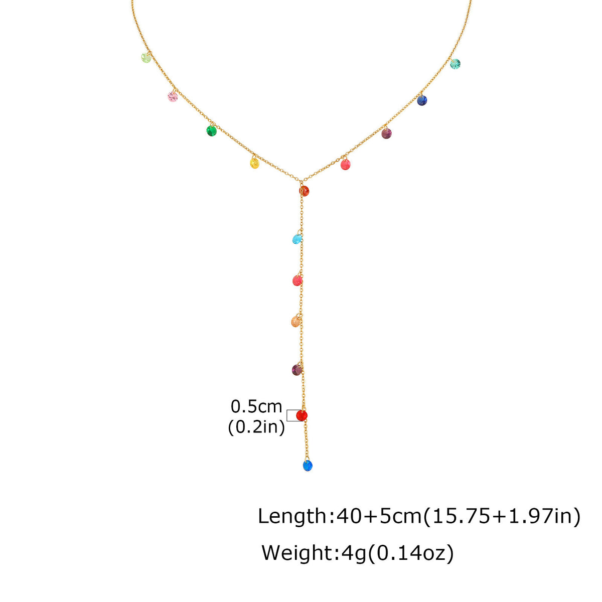 French High-Grade Color Dopamine Zircon Y-Shaped Necklace – Stainless Steel Elegant