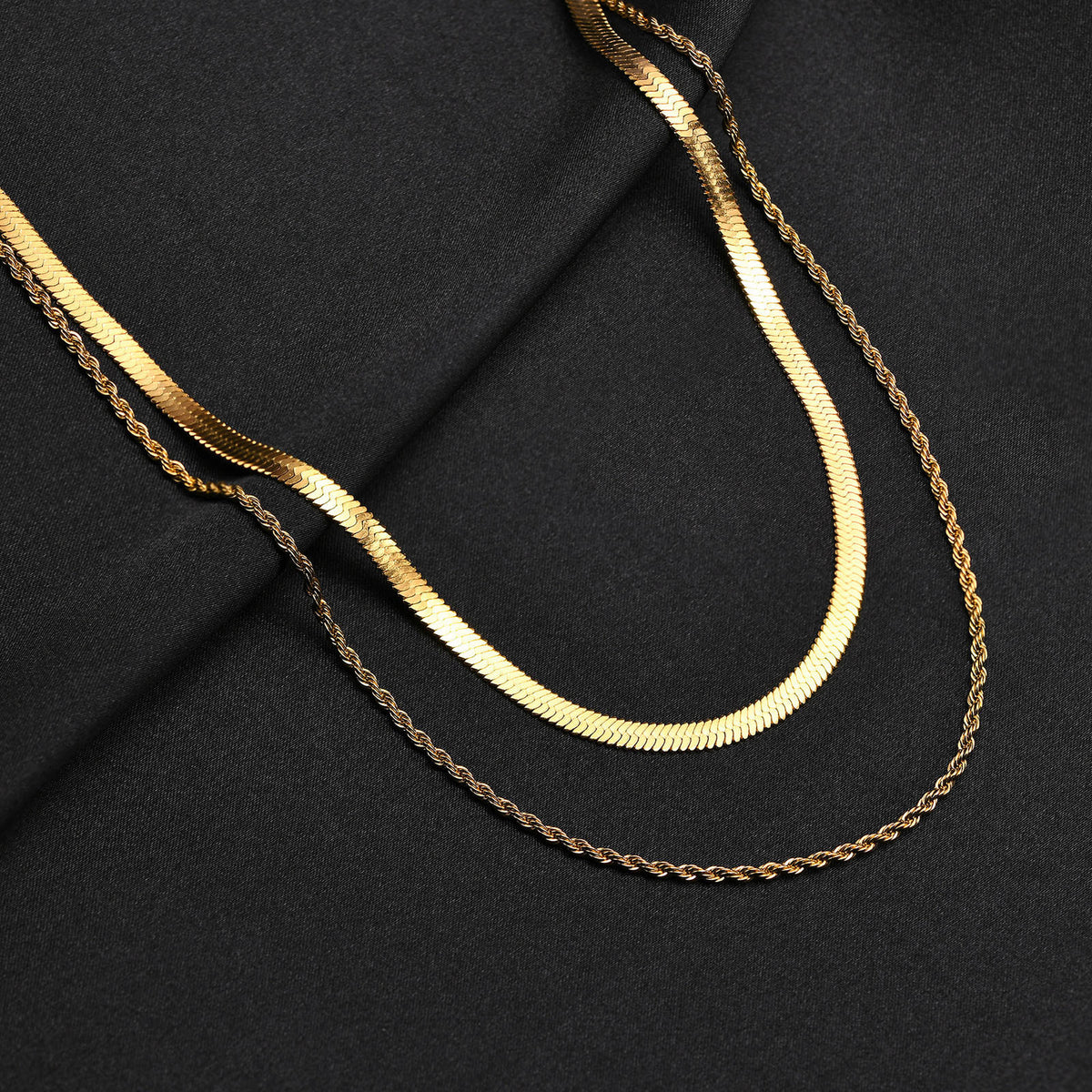Stainless Steel Blade Chain Twist Chain Double Steel Gold Necklace