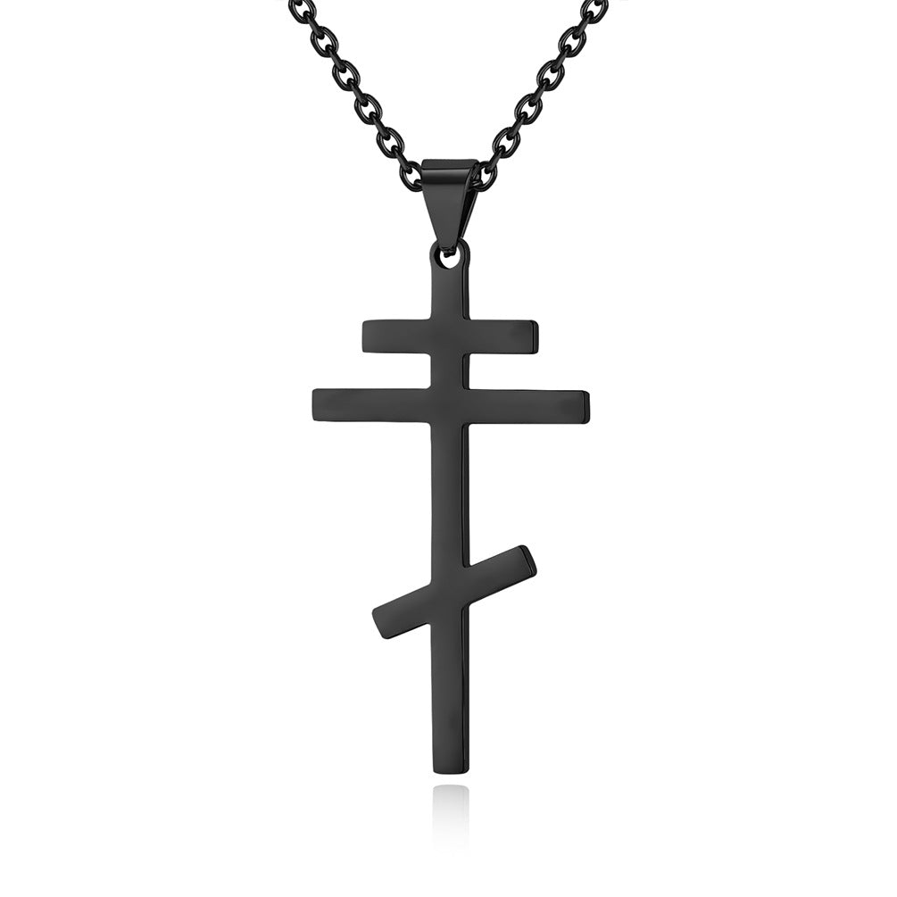 Steel Necklace - Vintage Orthodox Cross Pendant