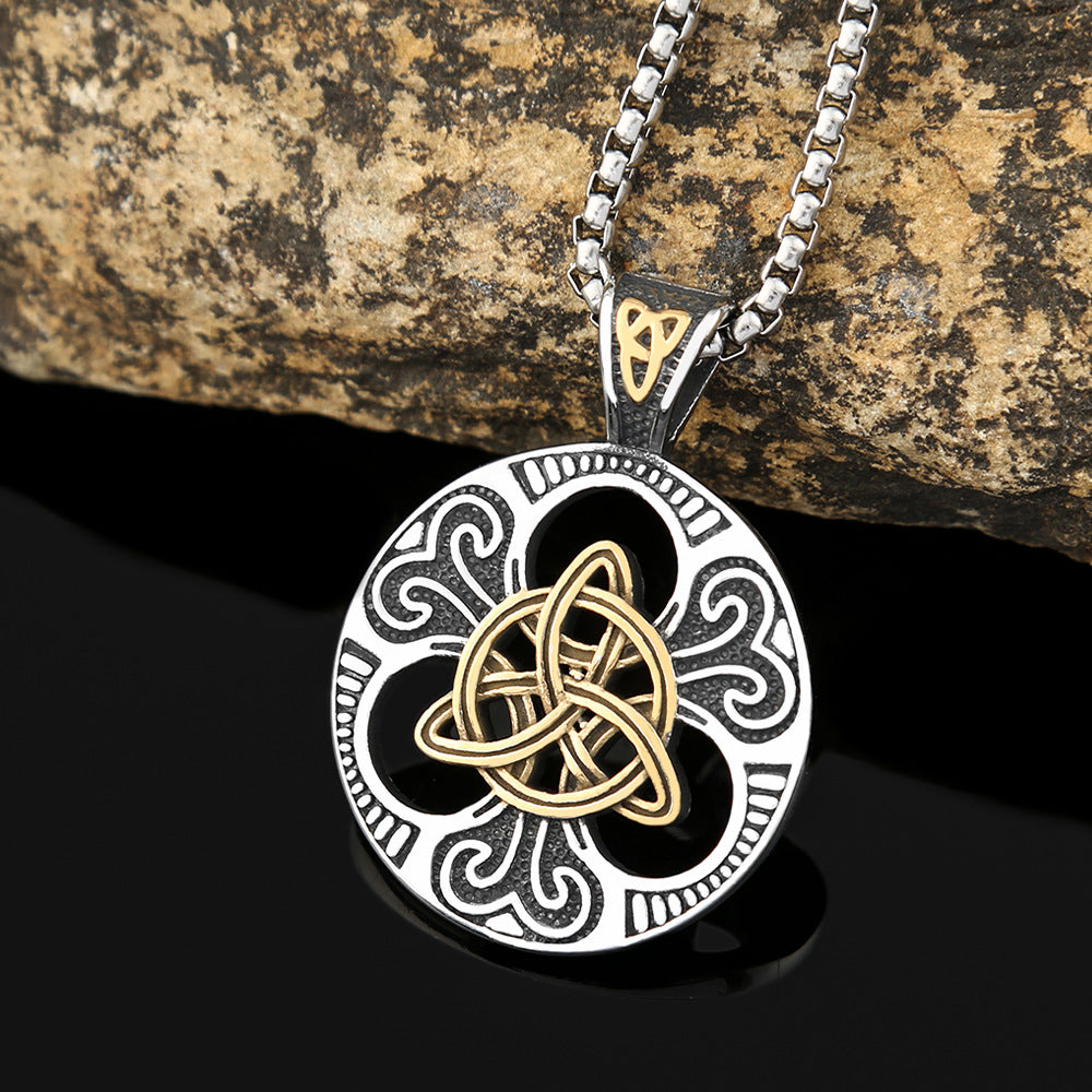 Foreign Trade Explosion Stainless Steel Irish Knot Pendant Necklace for Men