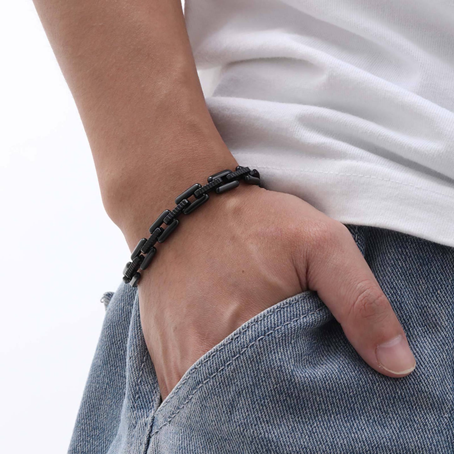 Men's Fashion Stainless Steel Handmade Chain Bracelet Hip Hop Jewelry for Men
