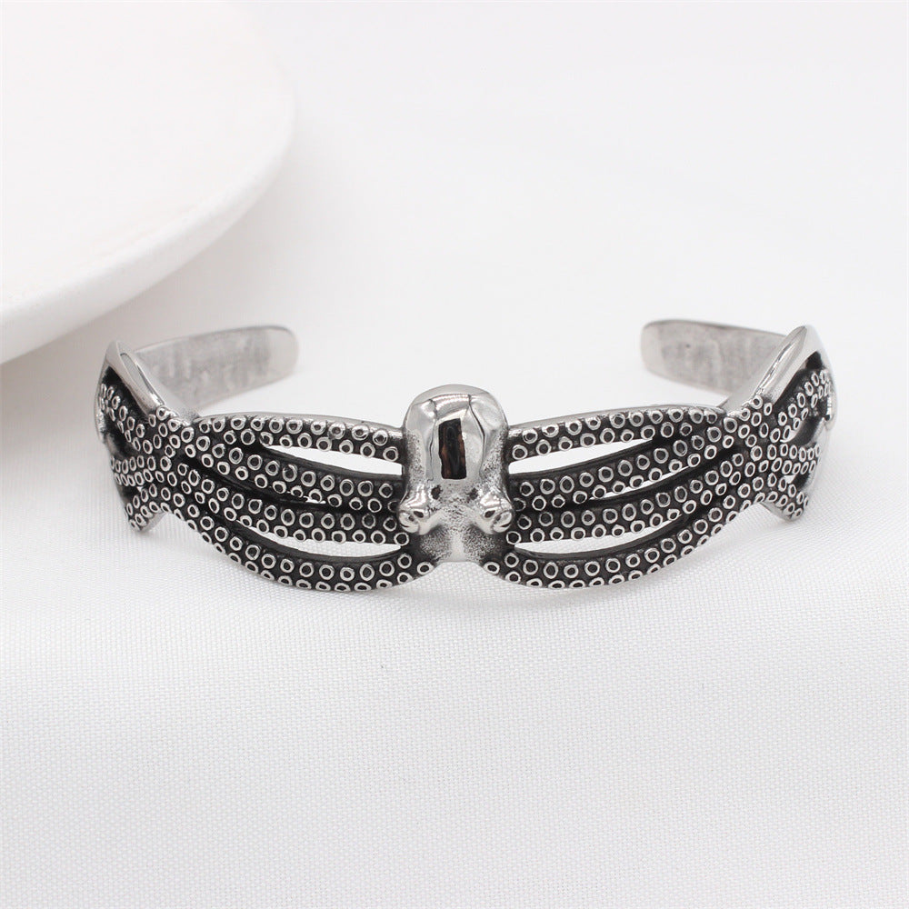 Planderful Titanium Steel Bracelet Unisex Retro Squid Octopus Design Protection Statement For Men And Women