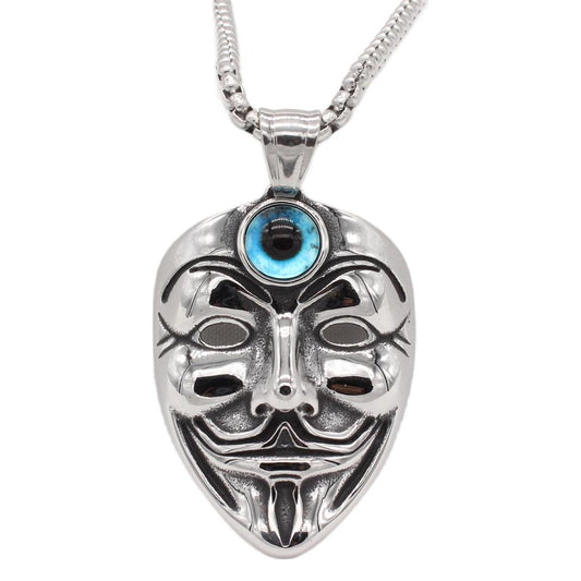 V-Shaped Punk Titanium Steel Face Mask Pendant for Men - European and American Style