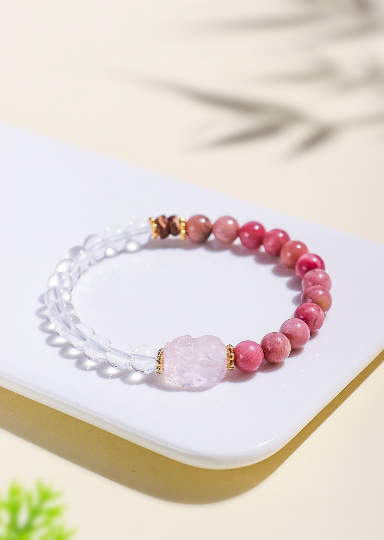Planderful Fortune's Favor Bracelet – Elegant Natural Rose Stone Design