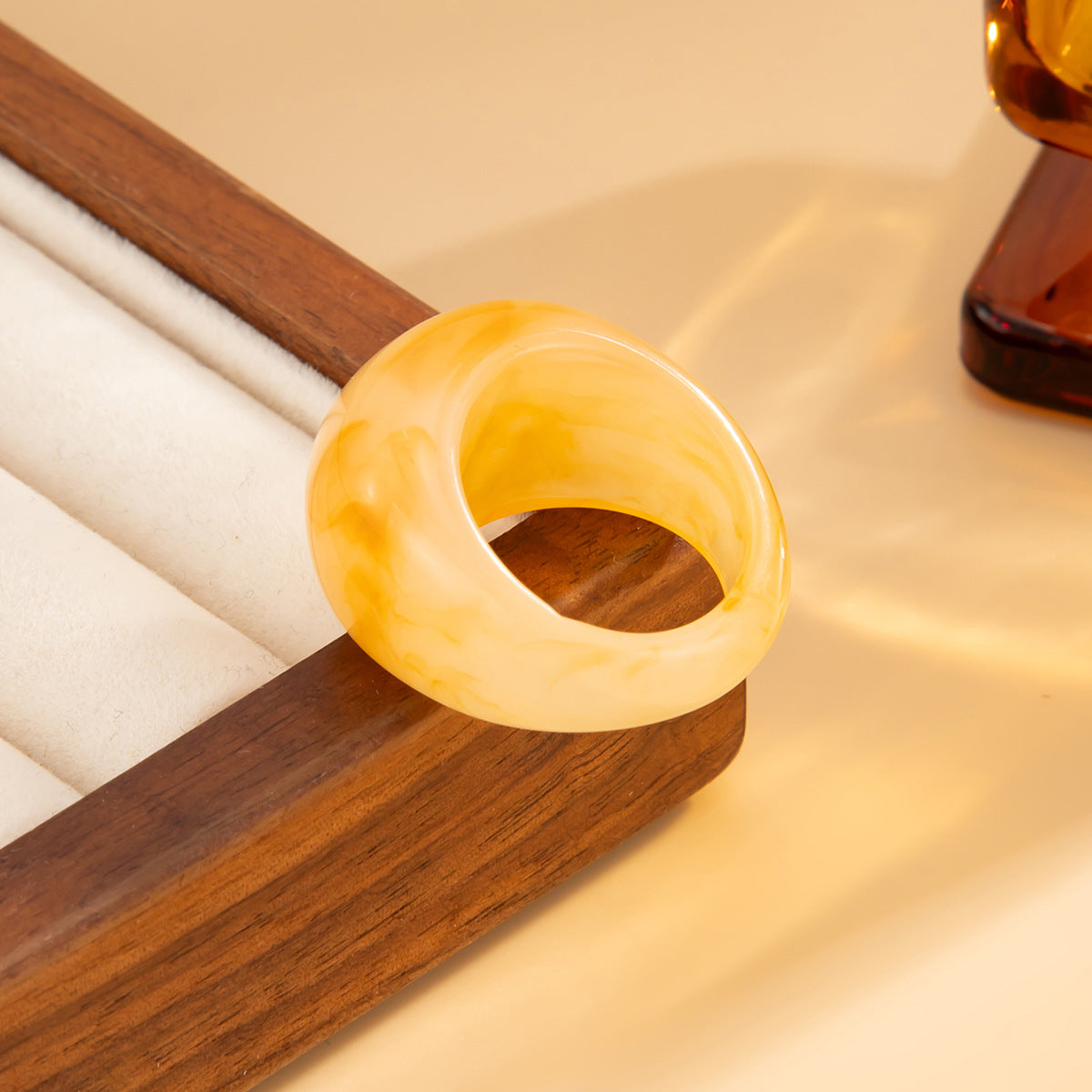 Planderful Vienna Verve Statement Ring Bread Shaped Wide Ring Maillard Color Hand Jewelry For Bold Fashion Lovers