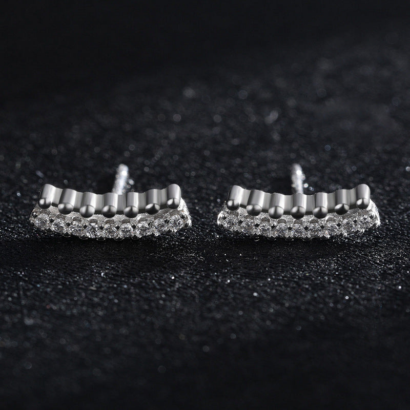 Elegant S925 Sterling Silver Geometric Earrings with Zircon Gem