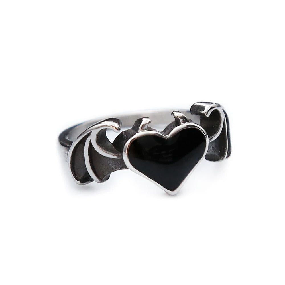 Vintage Angel Heart Stainless Steel Men's Ring
