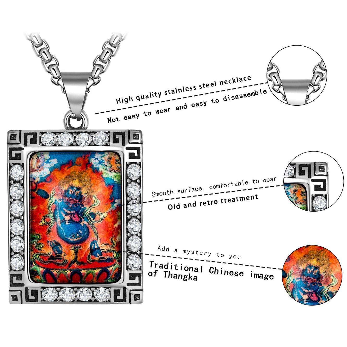 Steel Necklace - Vintage Zodiac Pendant
