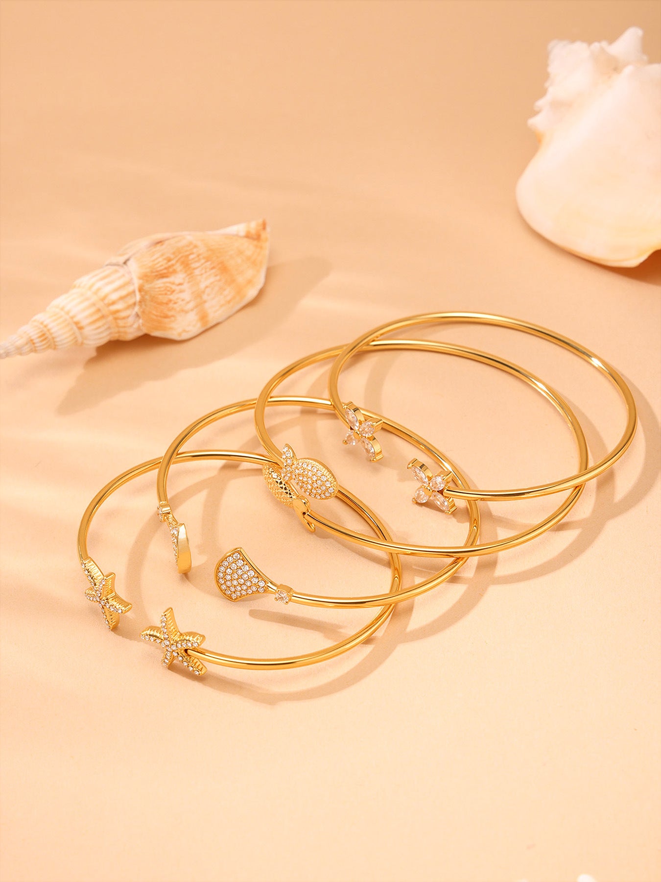 Planderful Ocean Zircon Starfish Bracelet For Her 18K Gold