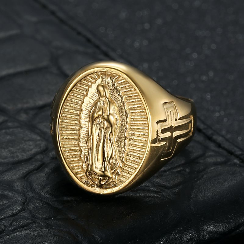 Stainless Steel Ring Unisex Retro Cross Portrait By Planderful Everyday Genie Collection