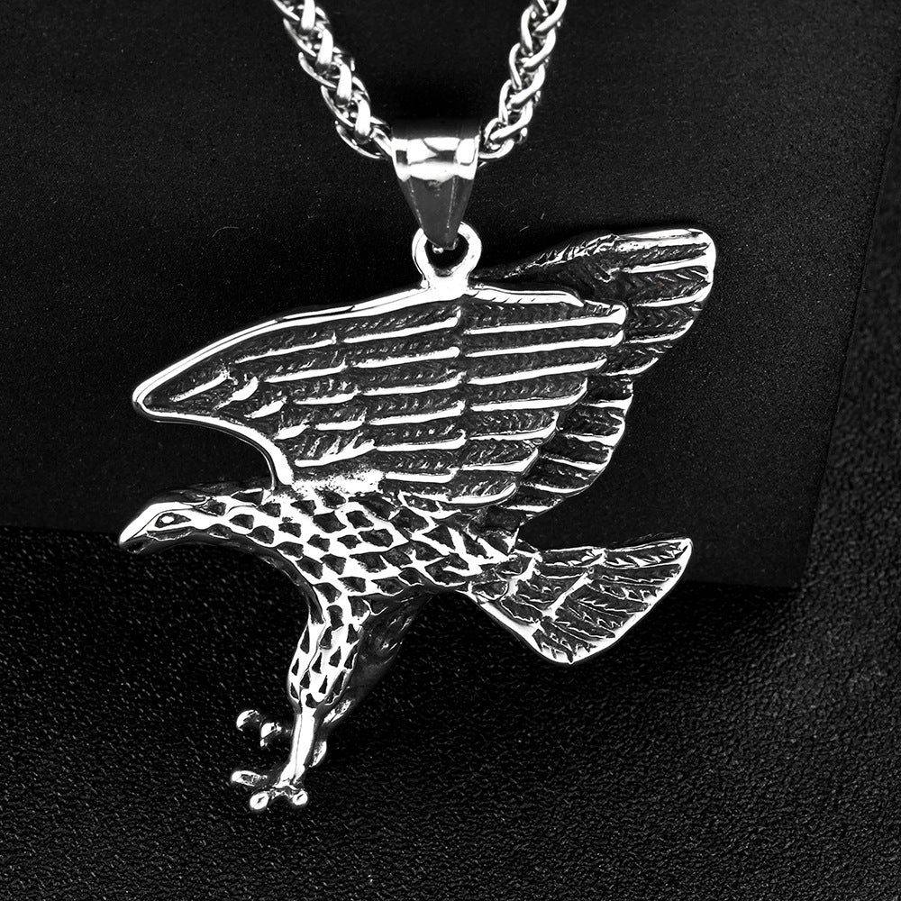 European And American Jewelry Stainless Steel Men's Retro Eagle Pendant Necklace