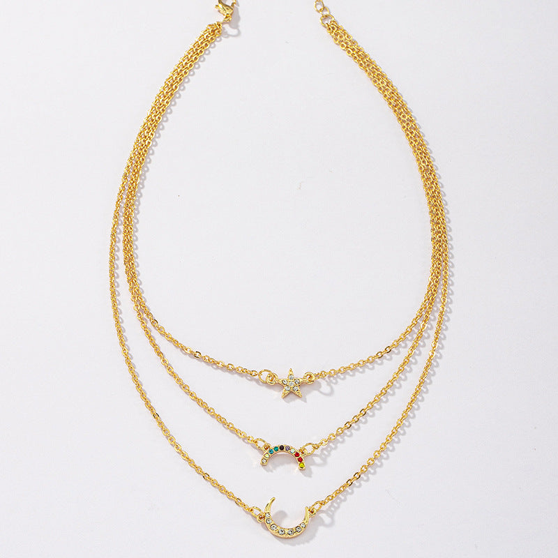 Stylish Three-Layer Celestial Necklace - Vienna Verve Collection
