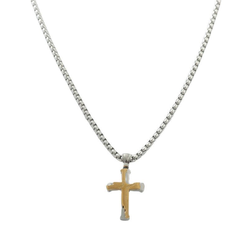 Trendy Personalized Retro Titanium Steel Cross Pendant Necklace for Men