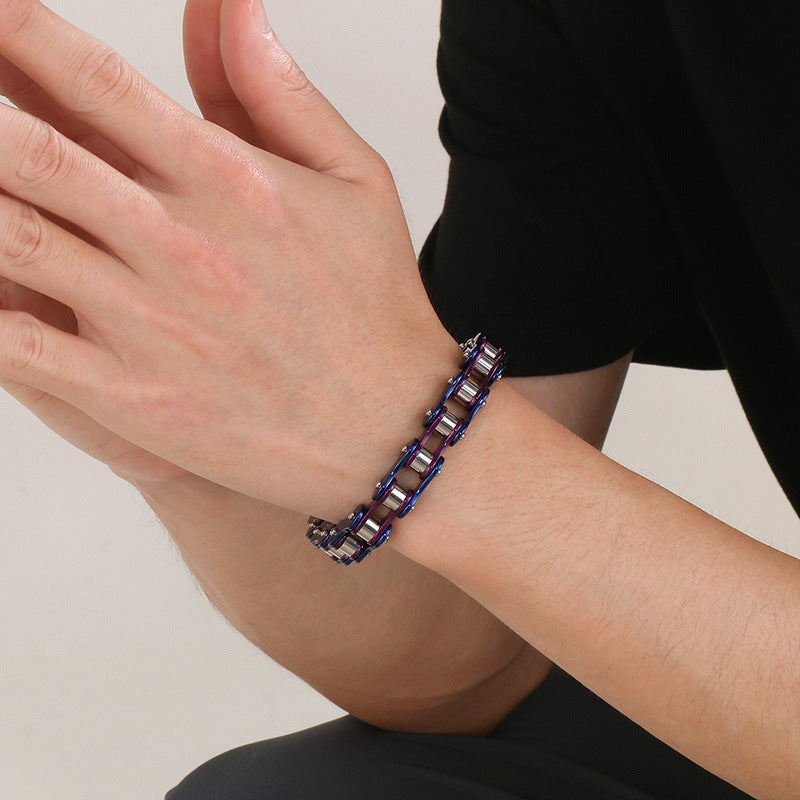 Stylish Stainless Steel Bicycle Chain Bracelet for Men - Hip and Trendy Men's Jewelry