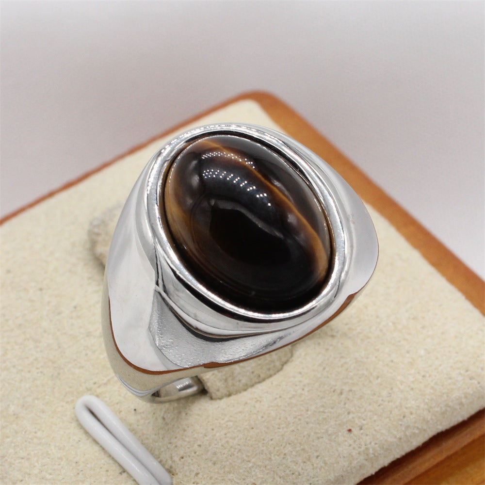 Planderful Titanium Steel Ring Unisex Retro Court Style Oval Design For Everyday Fashion Lovers