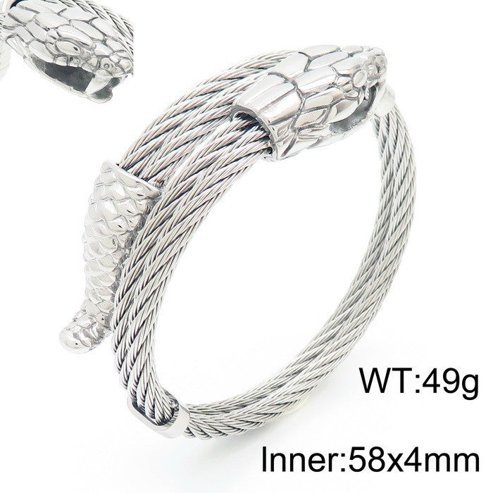 Braided Wire Steel Wire Bracelet – Street Rock Hip-Hop Multi-Color Zodiac Snake Titanium Steel