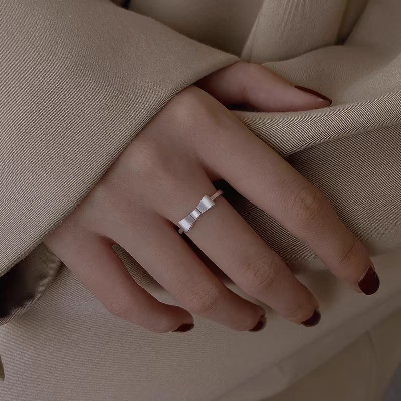 925 Sterling Silver Adjustable Bow Ring Women's Fashion