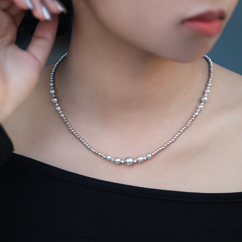 S925 Sterling Silver Freshwater Pearl Gypsy Necklace