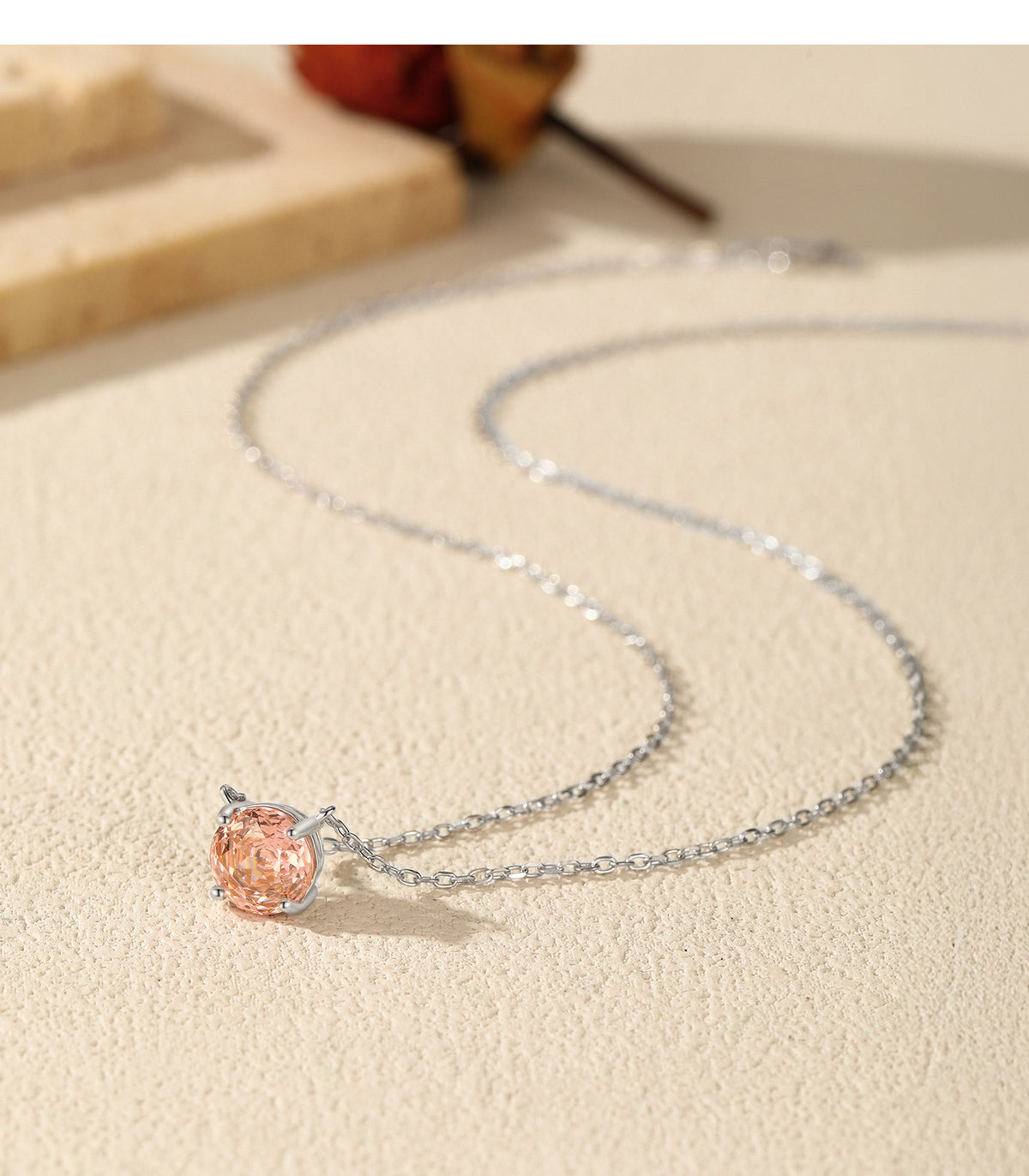 925 Sterling Silver Blush Pink Necklace