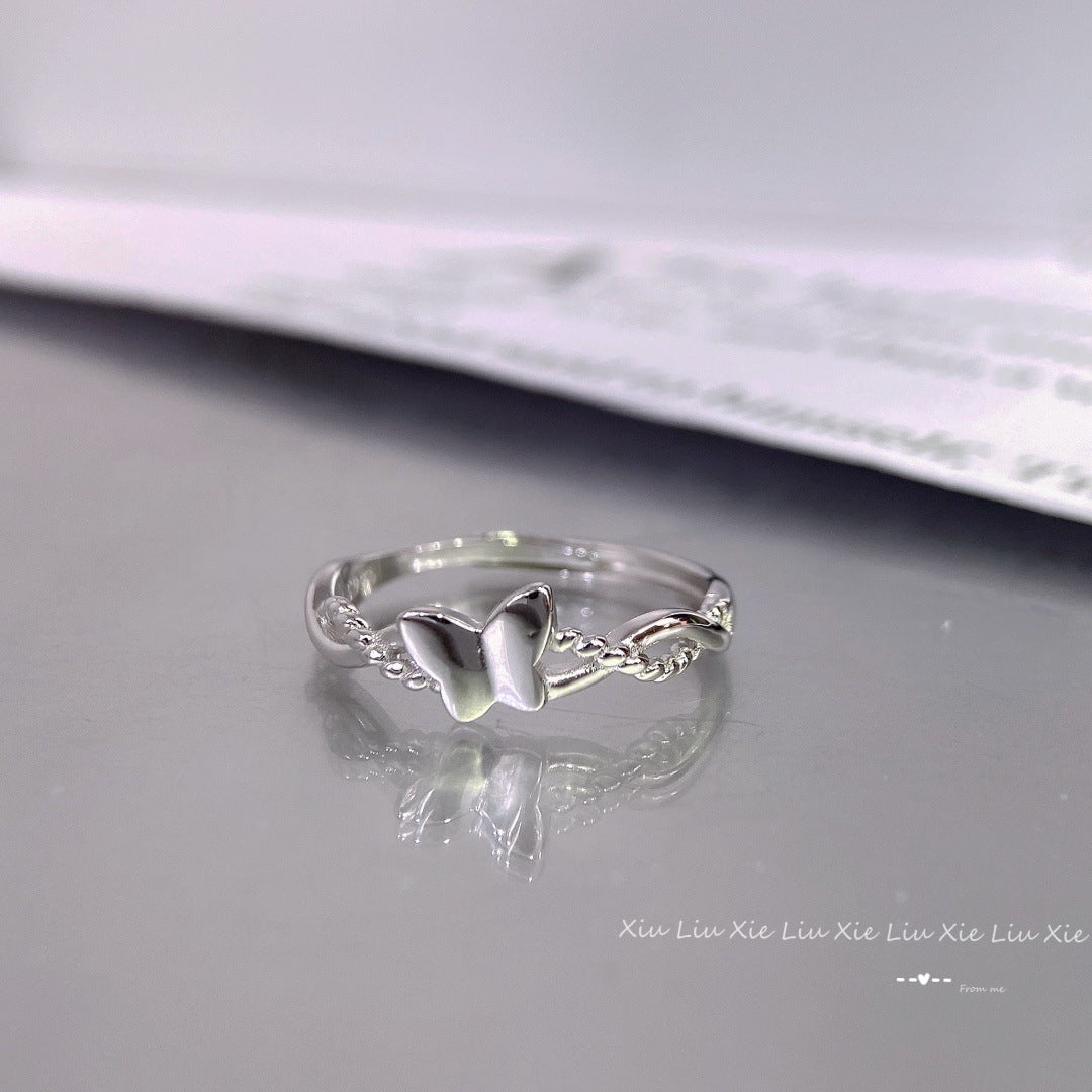 Planderful Everyday Genie Ring – Personalized Silver Butterfly and Cross Design
