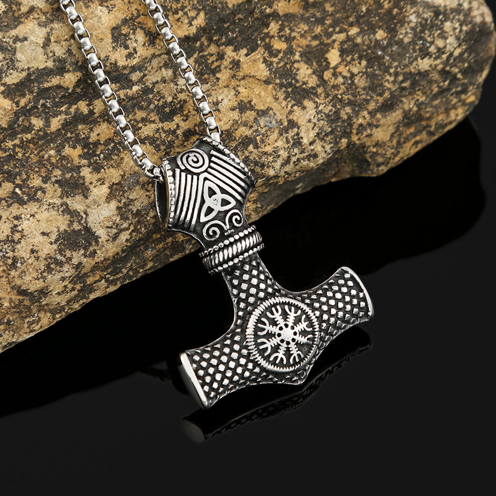 European and American Viking Rune Necklace Men's Double Sided Pendant