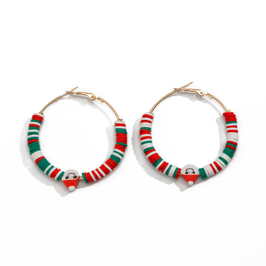 Planderful Christmas Ring Earrings Vienna Verve Santa Pendant For Women Contrasting Color Holiday Jewelry