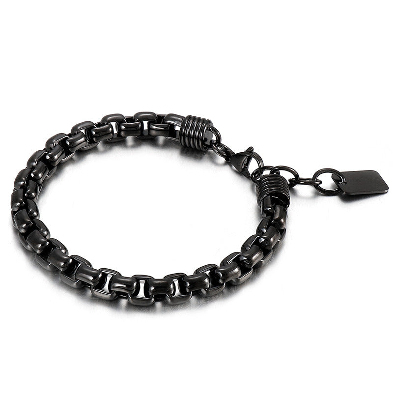 Punk Style Men's Stainless Steel Square Pearl Bracelet – Men's Titanium Steel Design