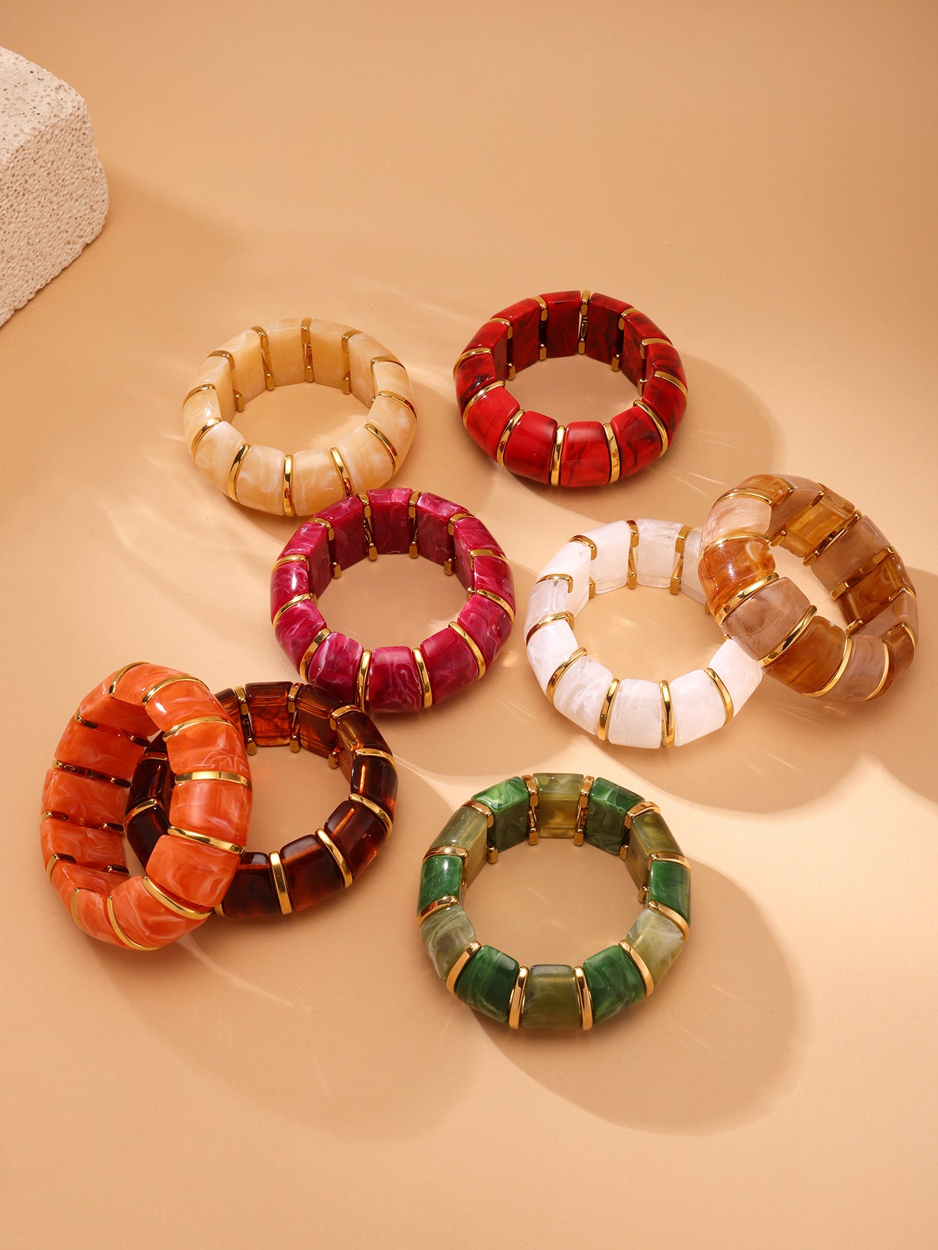 Planderful Candy Color Resin Elastic Rope Bracelet For Women