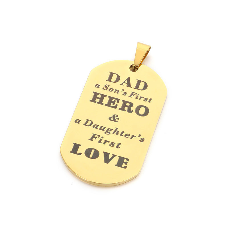 Dad Hero Stainless Steel Pendant Fathers Day Gift For Men