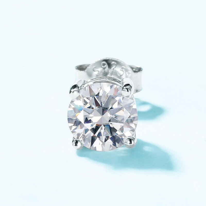 S925 Sterling Silver Moissanite Four-Prong 6.5 × 6.5 mm Stud Earrings