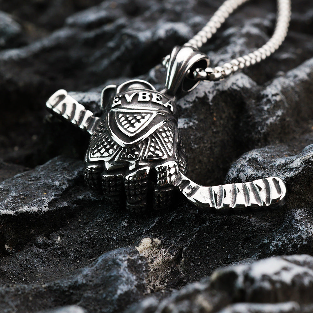 Planderful Ice Hockey Pendant For Men Retro Stainless Steel Necklace Durable Everyday Wear